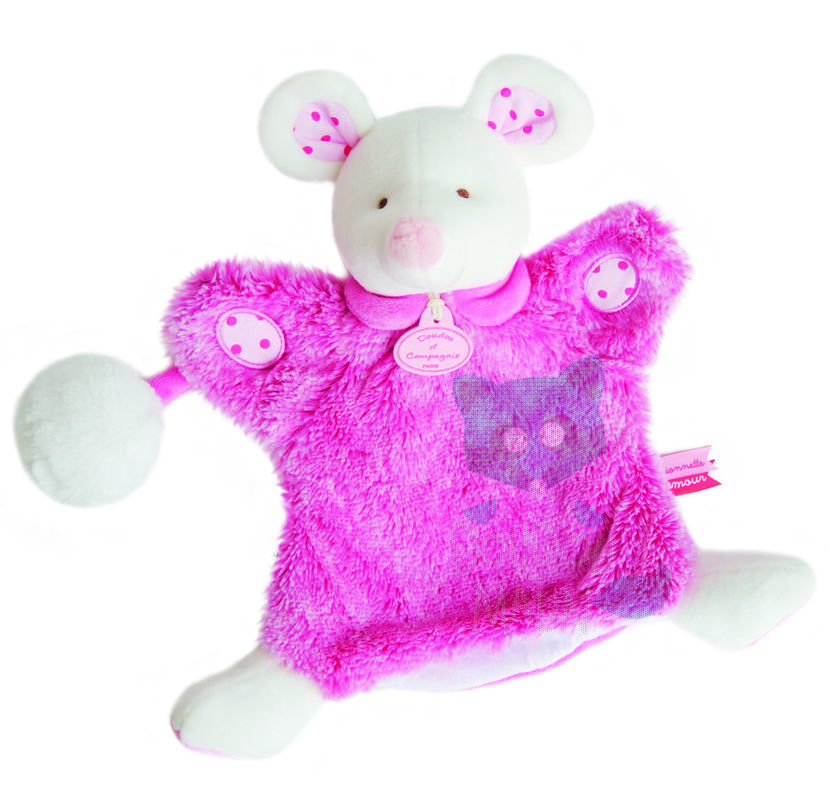  handpuppet strawberry lovely mouse pink white 